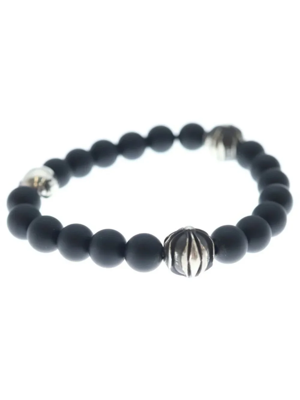 Chrome Hearts 8 Bead Onyx Beads Bracelet Black Silver